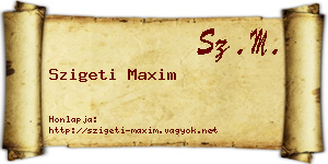 Szigeti Maxim névjegykártya